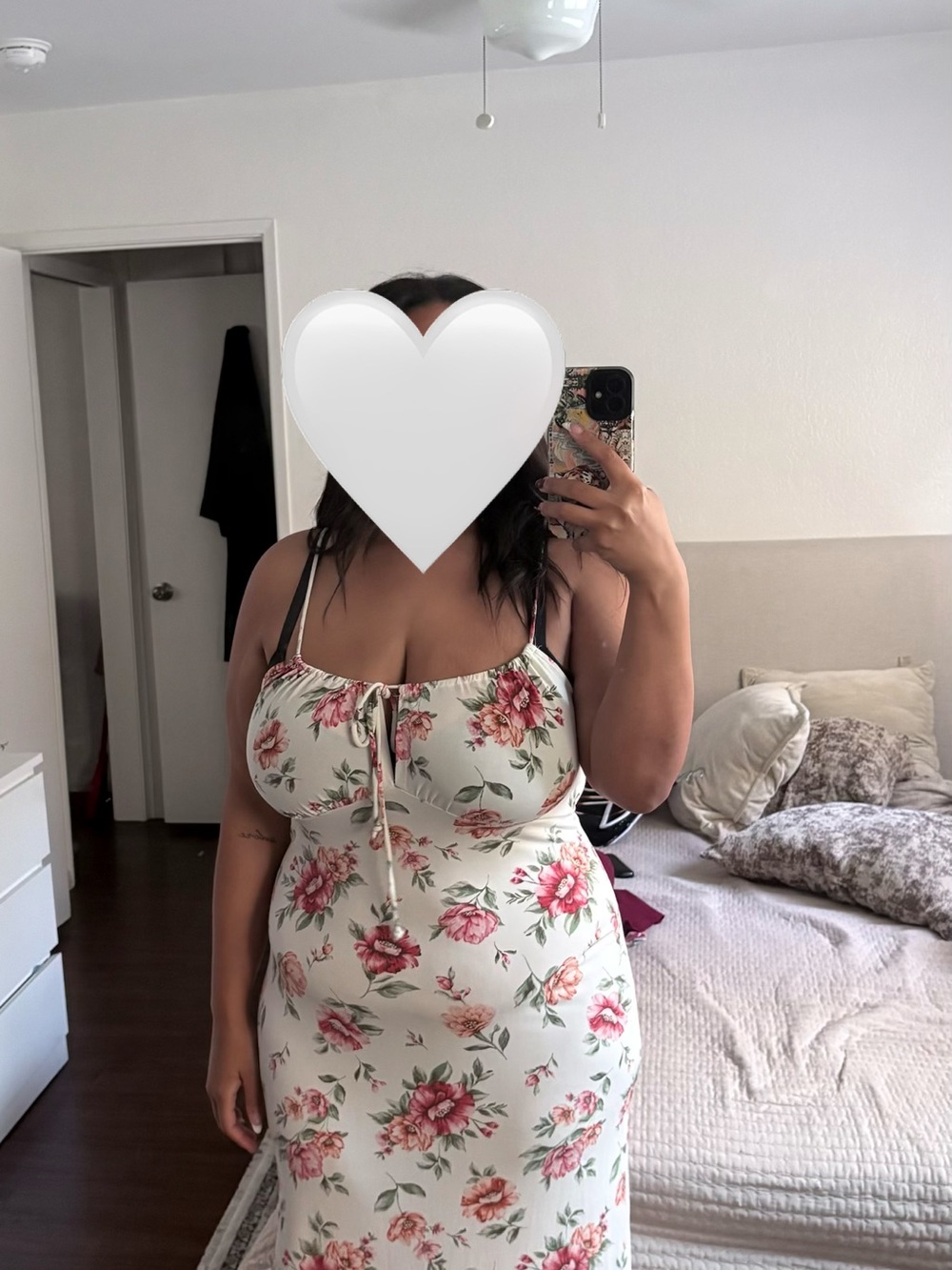 Ambiance Floral Tie-Front Chemise in Cream and Pink